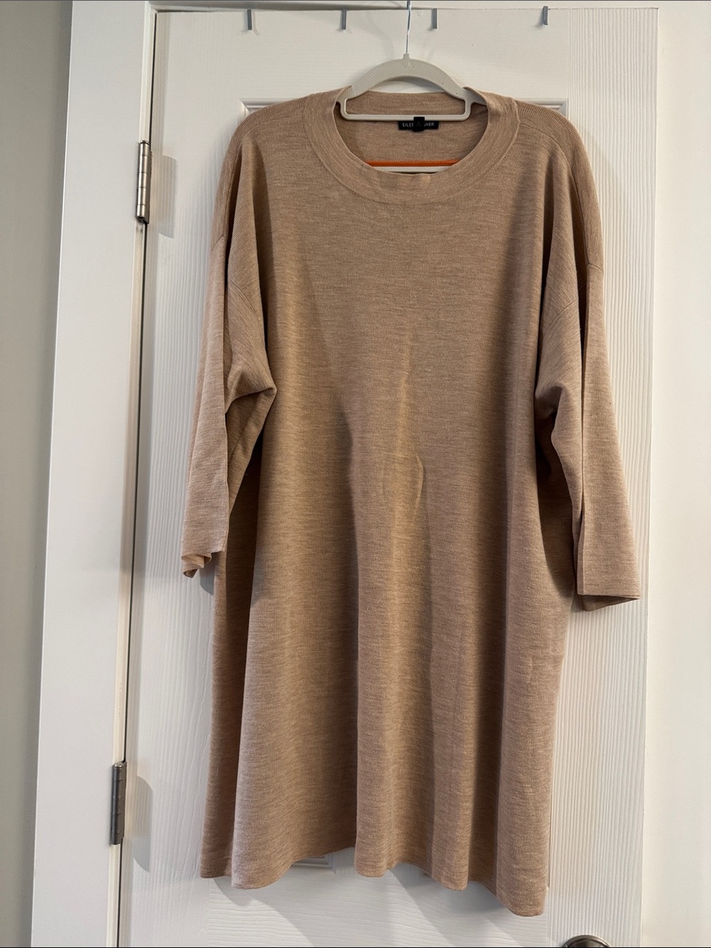 Eileen Fisher Neutral Taupe Midi Knit Dress